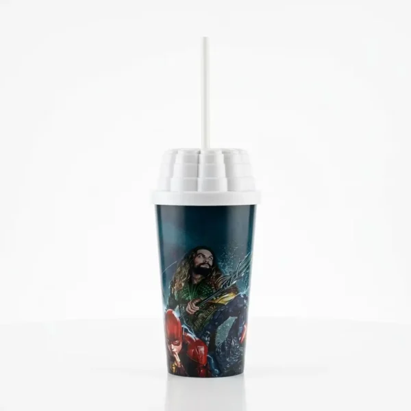 DC Justice League Movie Plastic Sipper Cup with Lid & Straw - Aquaman & The Flash Collectible Drinkware