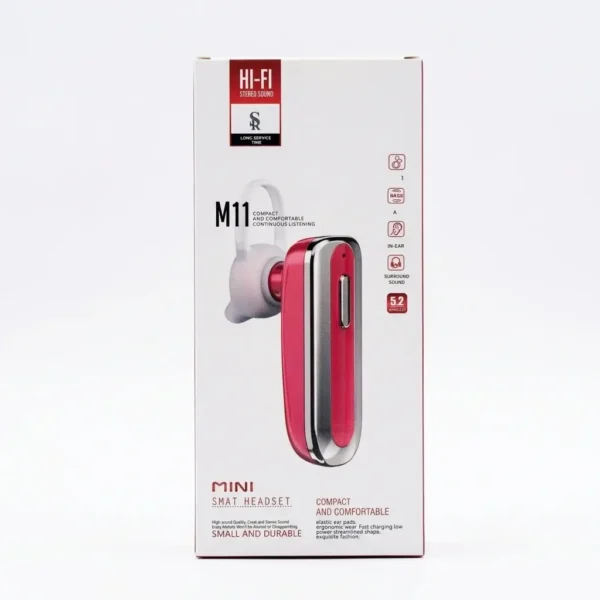 M11 Mini Smart Wireless Earpiece - Hi-Fi Stereo Sound Single Bluetooth Headset with Ear Hook